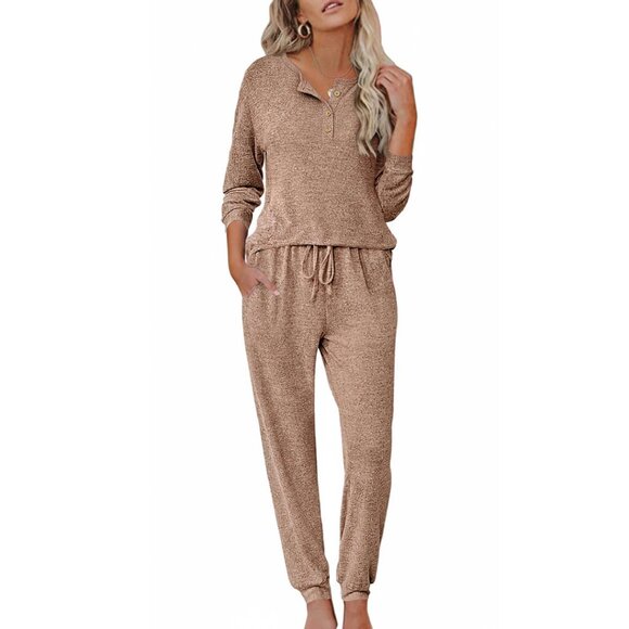 Other - Long Sleeve Henley Pajama Set Polyester-Rayon Blend S-XXL